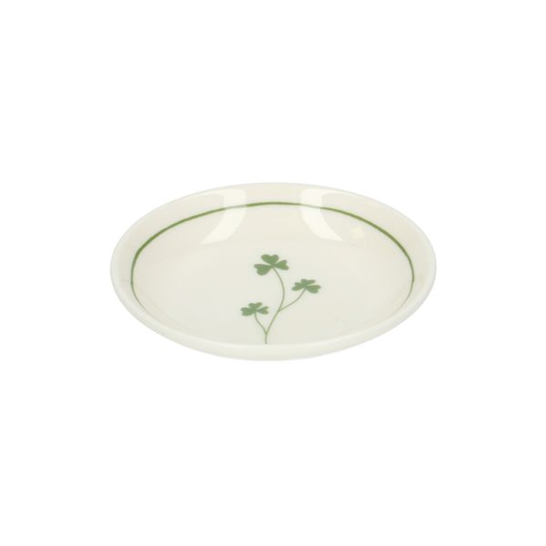 Organically-shaped, porcelain dish with clover motif, Ø 8.5 cm