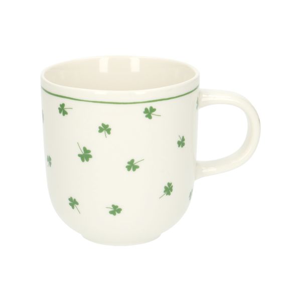 Organically-shaped, porcelain, tea mug with clover motif, Ø 9 cm