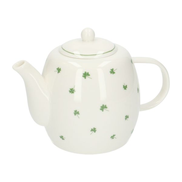 Organically-shaped, porcelain teapot with clover motif, 1.2 litres