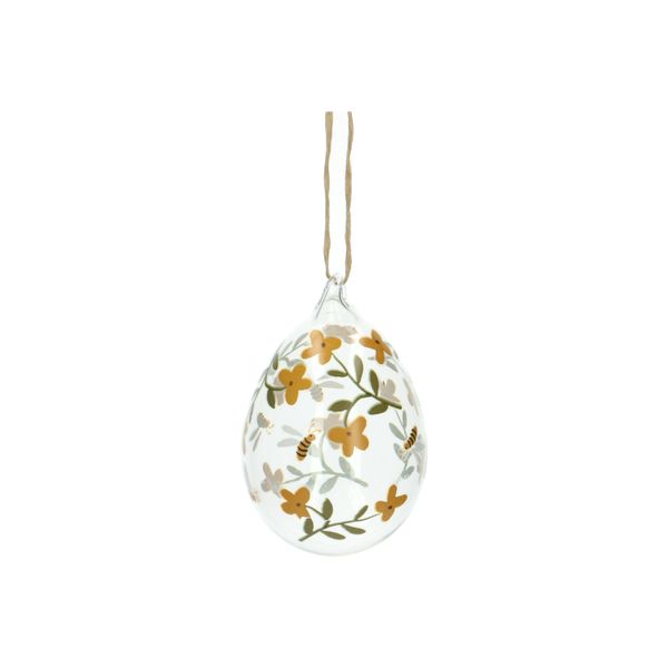 Glass Easter egg ornament with bees