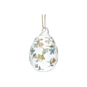 Glass Easter egg ornament with flowers