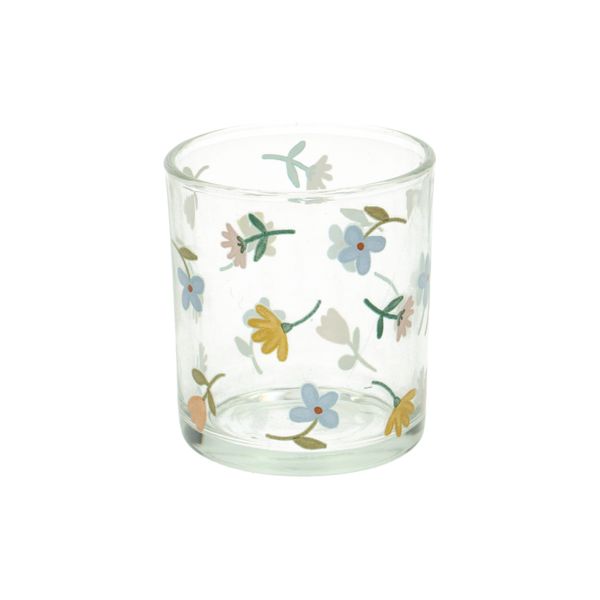 Teelichthalter, Glas, Blumen