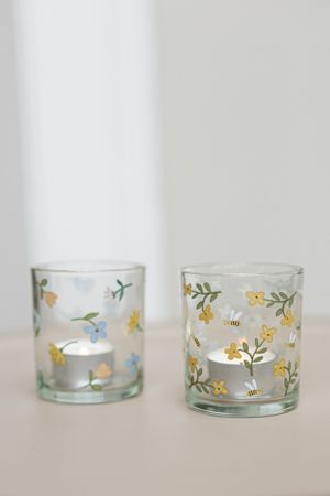 Glass tealight holder, bees