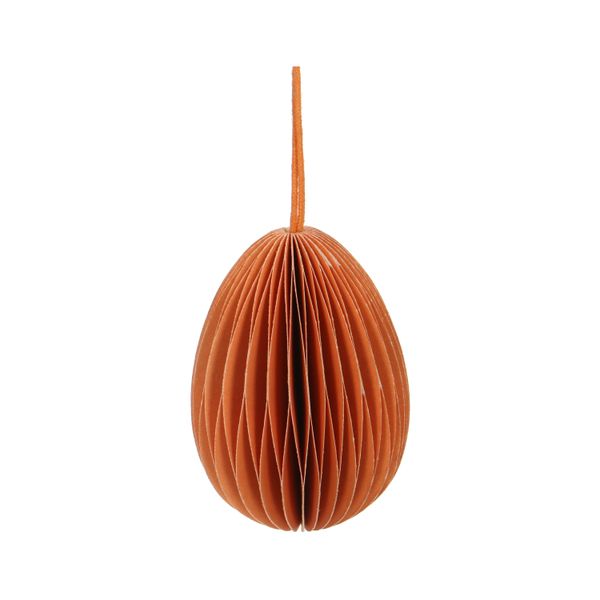 Egg-shaped, orange paper Easter ornament