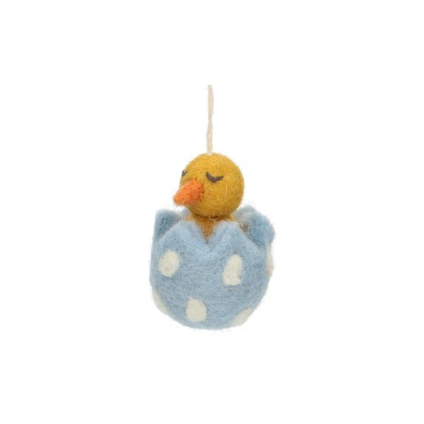 Blue felt, chick-shaped Easter ornament 