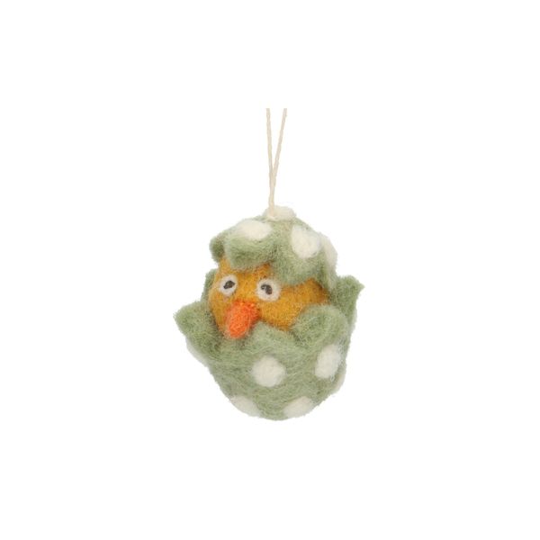 Green felt, chick-shaped Easter ornament