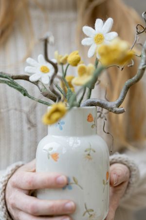 Yellow felt flowers