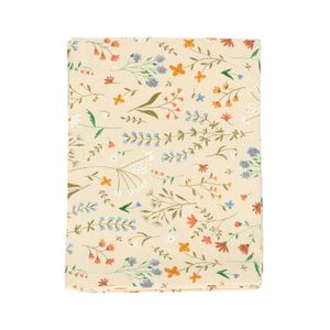 Organic cotton table runner with wildflower motif, 50 x 145 cm