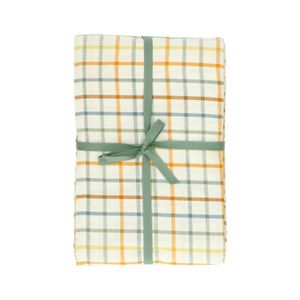 Organic cotton tablecloth with a bright check, 145 x 250 cm