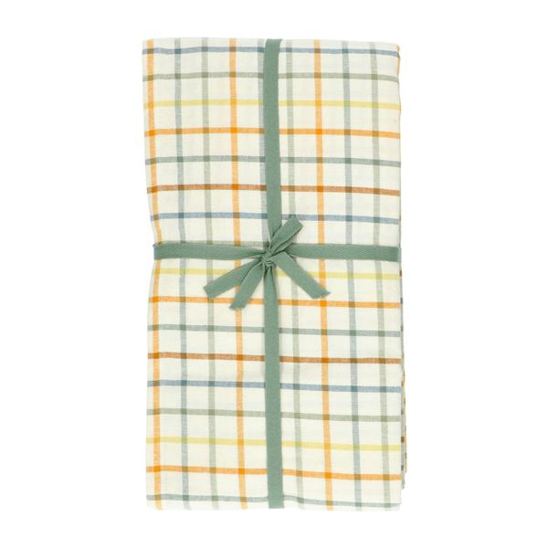 Organic cotton tablecloth with a bright check, 145 x 300 cm