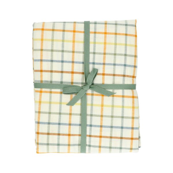 Organic cotton tablecloth with a bright check, Ø 180 cm