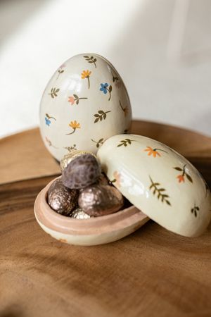 Paper mâché and mango wood Easter egg