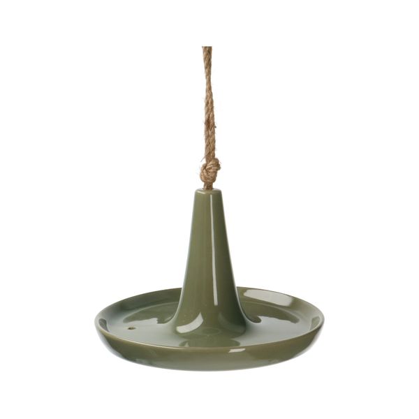 Large, green porcelain, birdfeeder