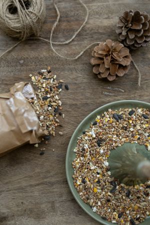 Large, green porcelain, birdfeeder