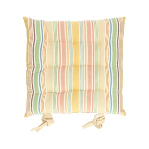 Galette de chaise, coton bio, rayures multicolores, 40 x 40 cm