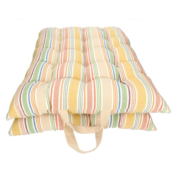 Organic cotton seat cushion, various coloured stripes, 140 x 50 cm