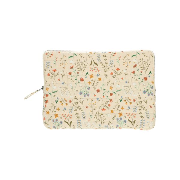 Cotton laptop cover with meadow flower motif, 13 inch