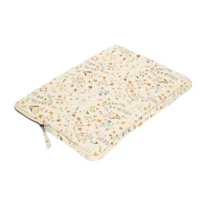 Cotton laptop cover with meadow flower motif, 16 inch