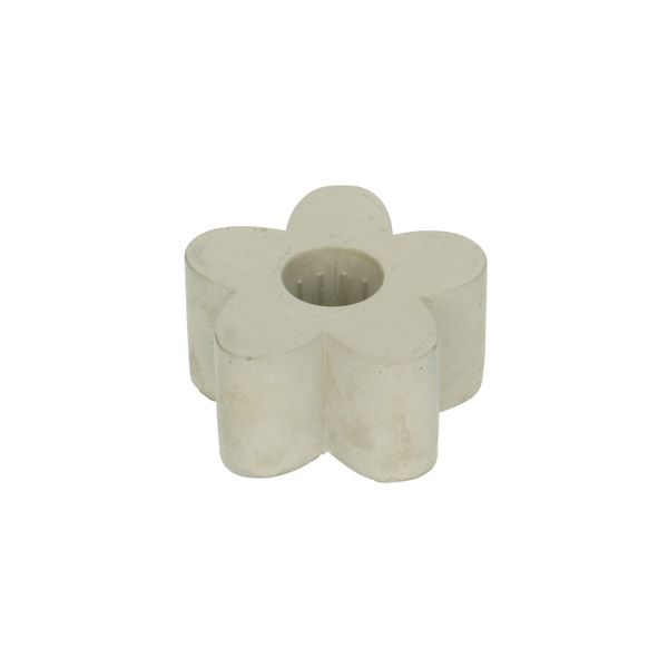 Flower-shaped, green cement candle holder