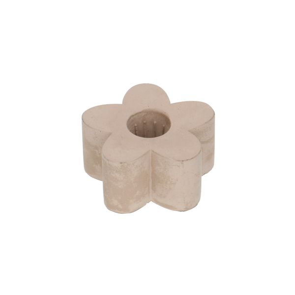 Flower-shaped, pink cement candle holder