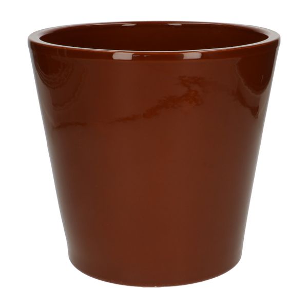 Bloempot, aardewerk, cognacbruin,Ø 20 cm