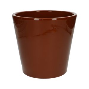 Cognac brown, earthenware flower pot, Ø 25 cm