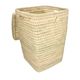 Square, palm-leaf laundry basket