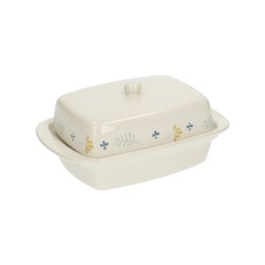 Stoneware butter dish with twig motif 