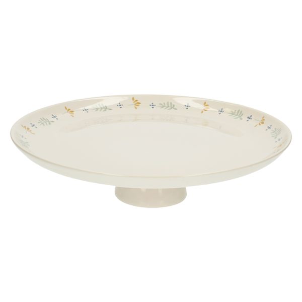 Stoneware cake stand with twig motif, Ø 27 cm