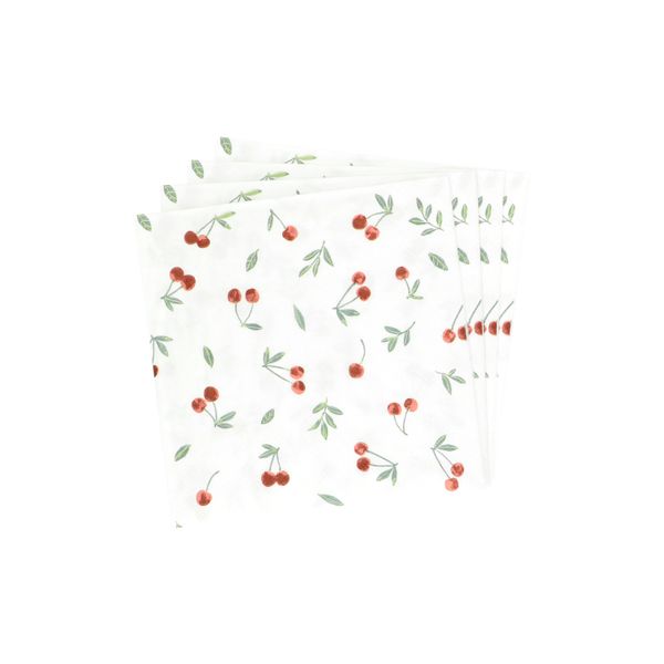 Napkins, paper, cherries, 33 x 33 cm, pack of 20