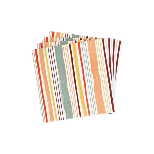 Serviettes de table, papier, à rayures, 33 x 33 cm, 20 pièces