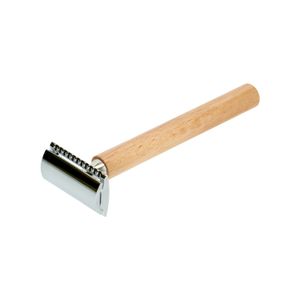 Beechwood and stainless steel razor