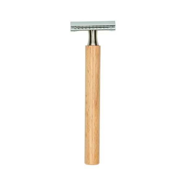 Beechwood and stainless steel razor