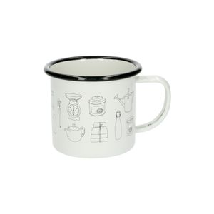 Enamel mug with handle and Dille & Kamille icons, 300 ml