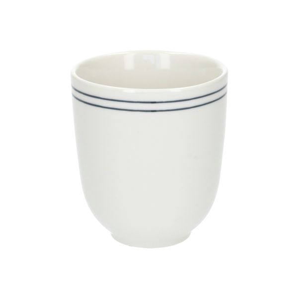 Beker met blauwe streep, organisch, porselein,Ø 7,6 cm