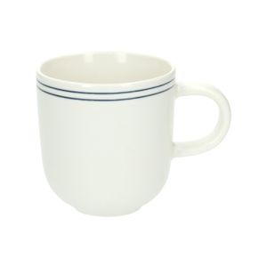 Mug à thé, rayures bleues, naturel, porcelaine, Ø 9 cm 