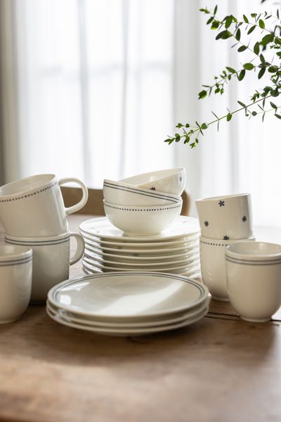Organic, porcelain, blue-striped bowl, Ø 12 cm