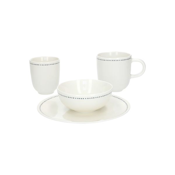 Organic, porcelain tea mug with blue spots, Ø 9 cm
