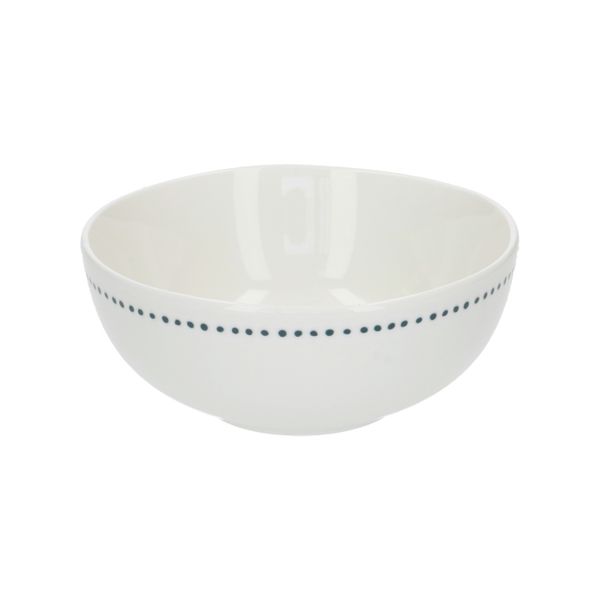 Kom met blauwe stip, organisch, porselein,Ø 12 cm