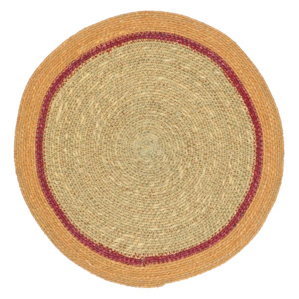 Placemat round, sea grass, natural/orange, Ø 38 cm