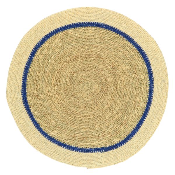 Image of Placemat rond, zeegras, naturel/donkerblauw,Ø 38 cm