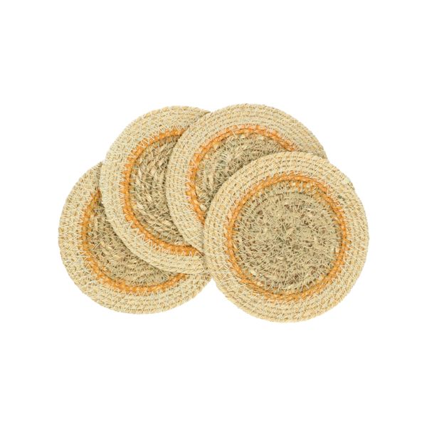 Untersetzer rund, Seegras, gelb, Ø 11 cm, 4er-Set