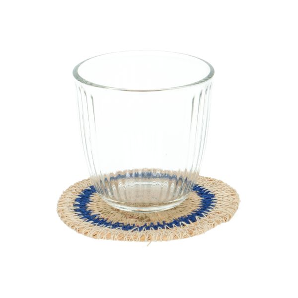 Onderzetter rond, zeegras, donkerblauw, Ø 11 cm, set van 4