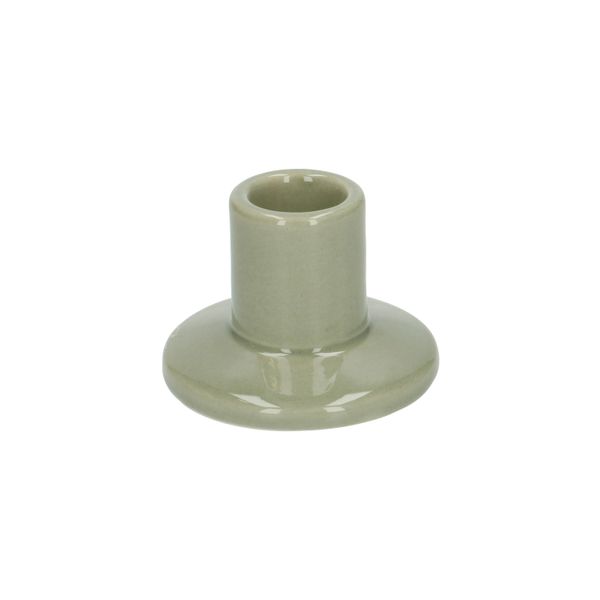 Kandelaar, porselein, lichtgroen, laag