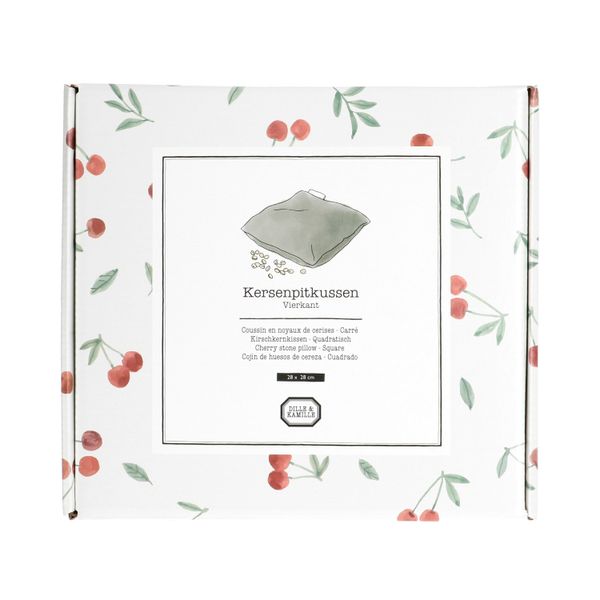 Coussin en noyaux de cerises carré, coton bio GOTS, 28 x 28 cm
