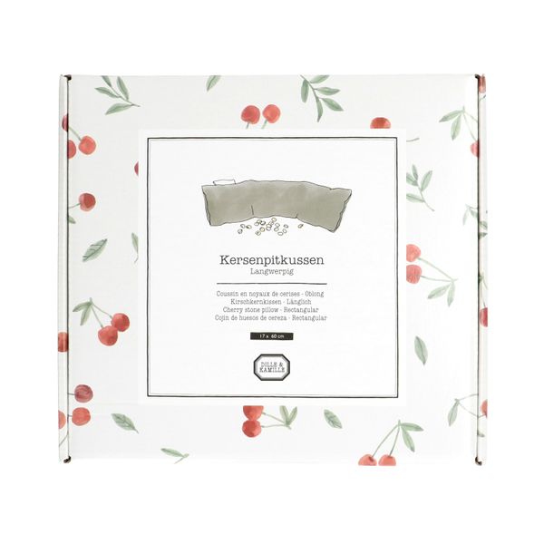 Coussin en noyaux de cerises oblong, coton bio GOTS, 17 x 60 cm