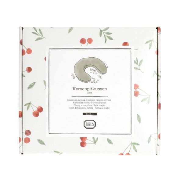 Coussin en noyaux de cerises pour les cervicales, coton bio GOTS, 35 x 35 cm