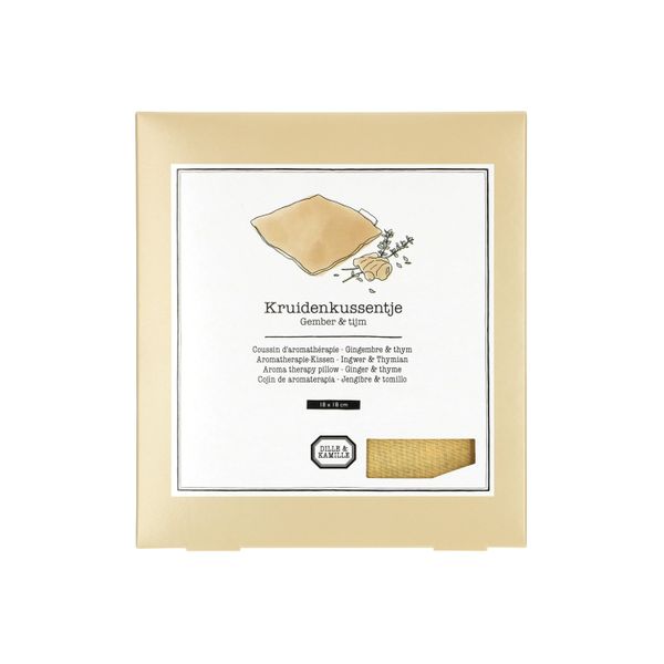 Coussin d'aromathérapie, gingembre & thym, coton bio GOTS, 18 x 18 cm Coussin d'aromathérapie, gingembre & thym, coton bio GOTS, 18 x 18 cm