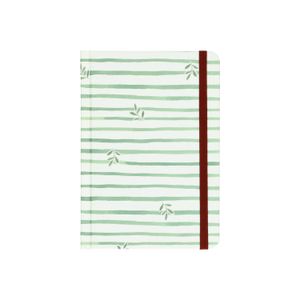 Notebook, hard cover, green stripes, A6