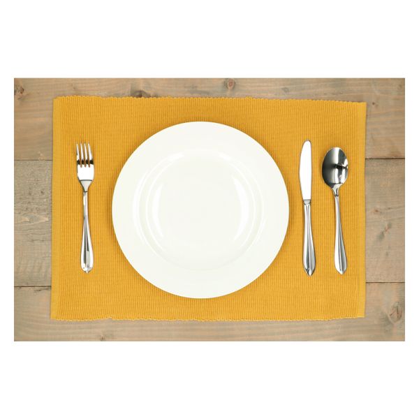Set de table côtelé, coton bio GOTS, jaune ocre, 35 x 50 cm Set de table côtelé, coton bio GOTS, jaune ocre, 35 x 50 cm